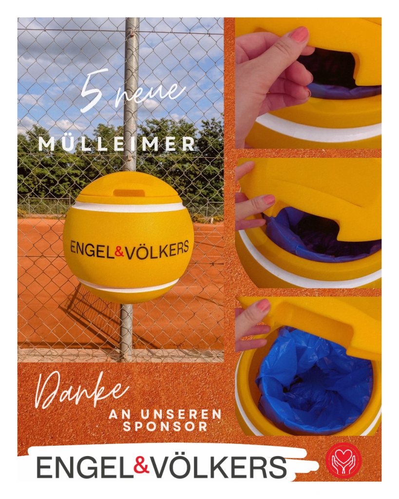 Fünf neue Tennisball-Mülleimer von Engel & Völkers auf der Anlage des TC Blau-Weiß Gelnhausen